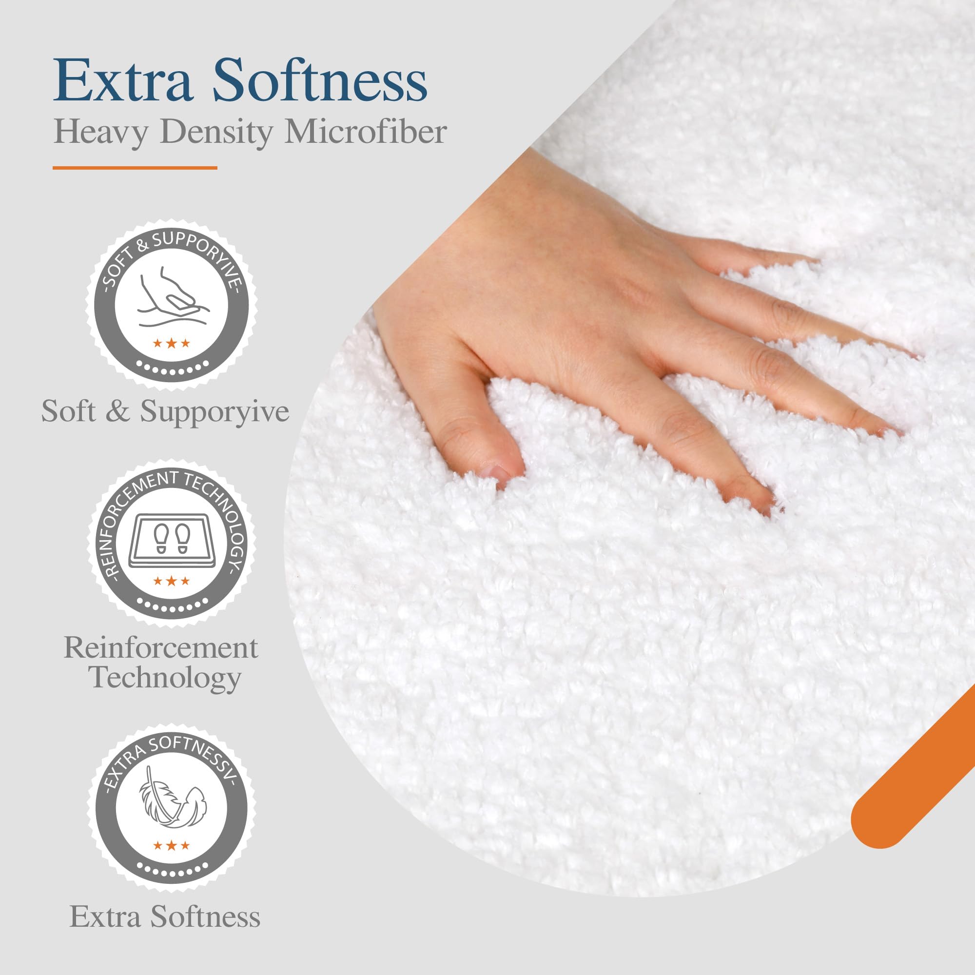 Walensee Bathroom Contour Rug (20X24, White) Non Slip Bath Mat For Bathroom Water Absorbent Soft Microfiber Shaggy Bathroom Mat